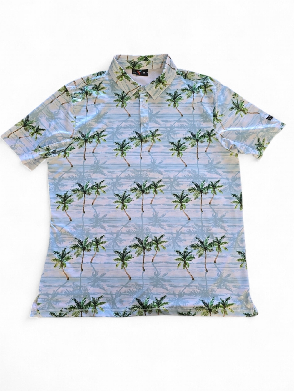 Yatta Golf Palm Tree Performance Polo Shirt Blue XL Stretch Resort Golf - Picture 2 of 7